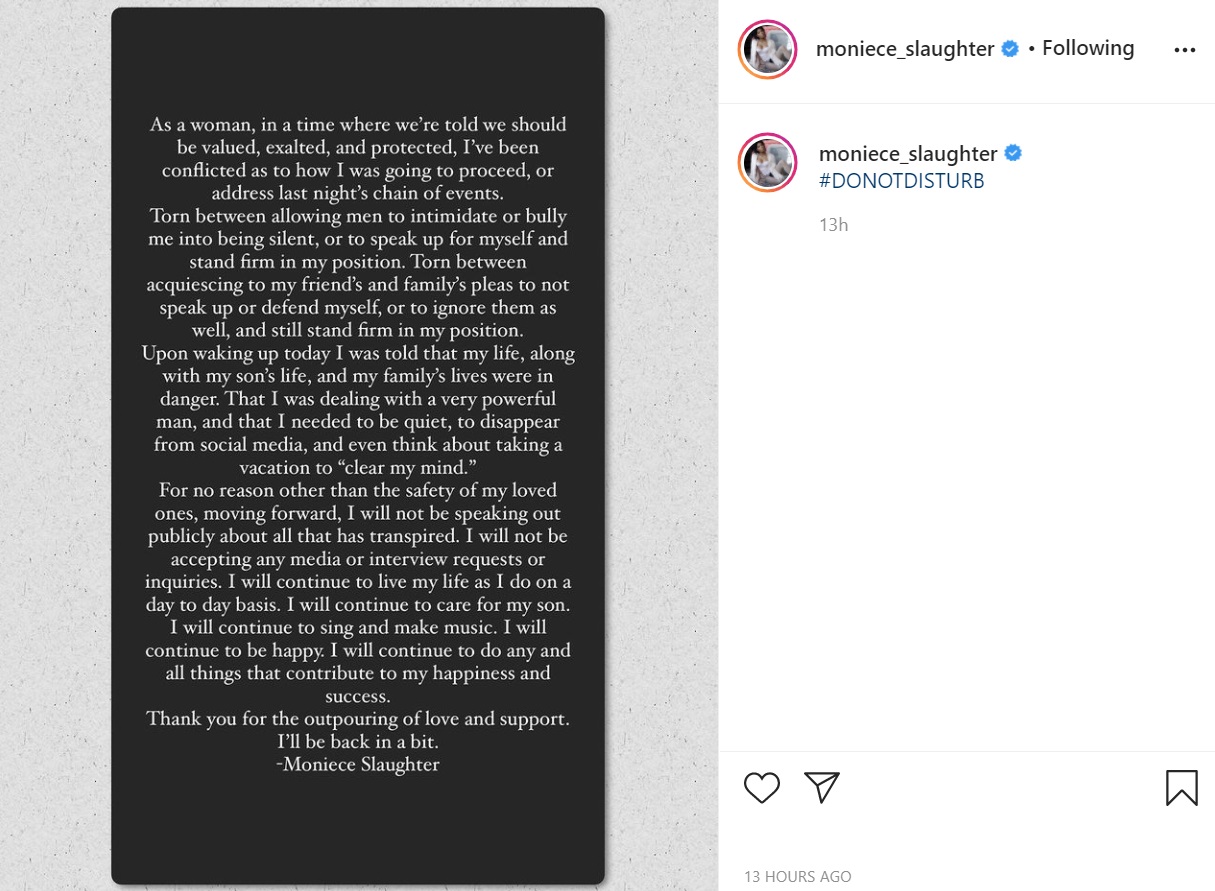 Moniece break from social media Dr. Dre