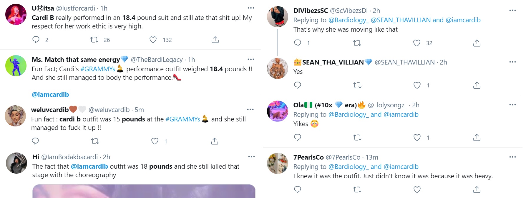 Cardi B 18.4 pounds Grammy outfit