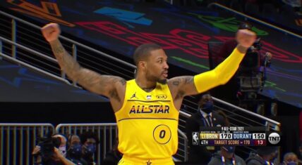 Dame Damian Lillard Steph Stephen Curry Team LeBron game winner