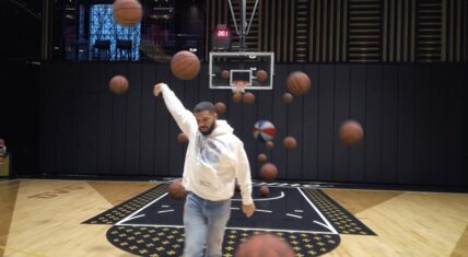 Drake Shooting Basketballs
