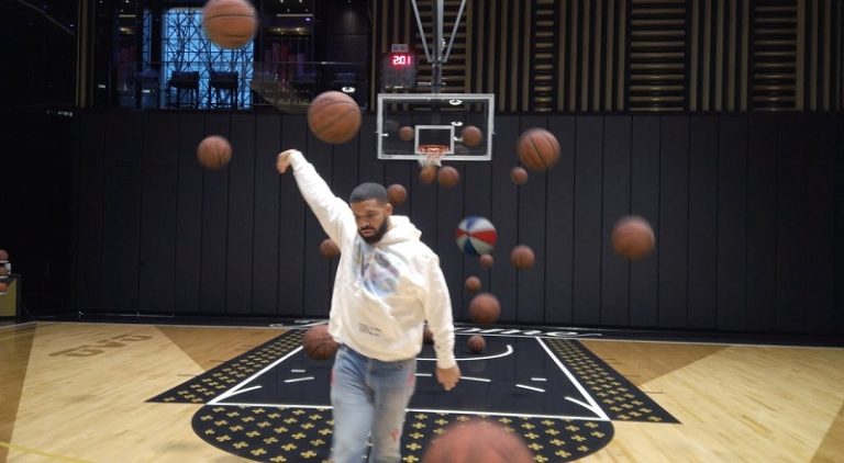 Drake Shooting Basketballs