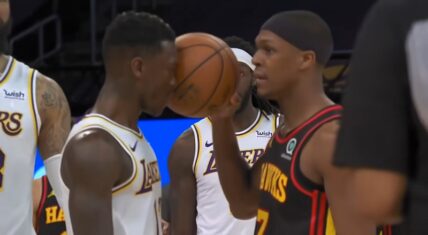 Rajon Rondo palms ball to Dennis Schroder's head