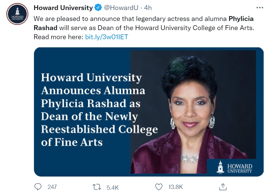 Phylicia Rashad Dean of Howard University College of Fine Arts