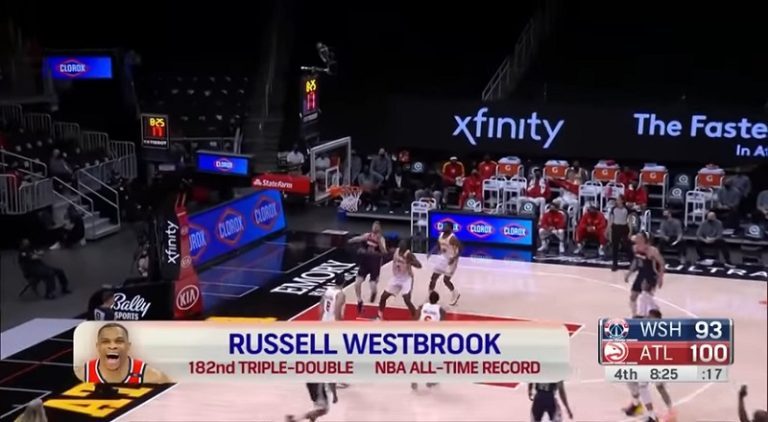 Russell Westbrook 182 triple doubles NBA history