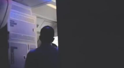 Delta airlines flight attendant tries to open airplane exit door