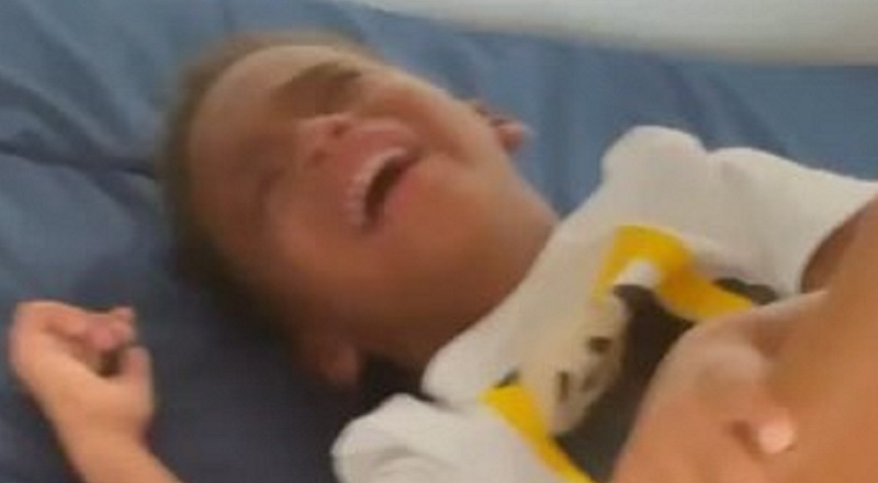 Angela Simmons' son cries over orange Yeezy slides