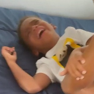 Angela Simmons' son cries over orange Yeezy slides