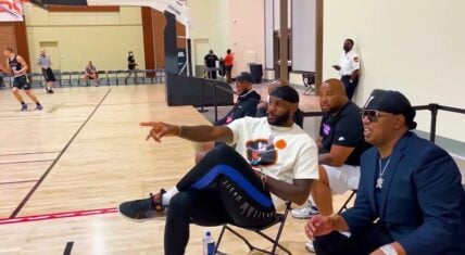 LeBron James and Master P watch their sons play basketball
