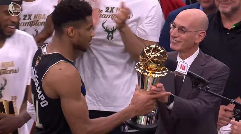 Milwaukee Bucks 2021 NBA Championship trophy presentation