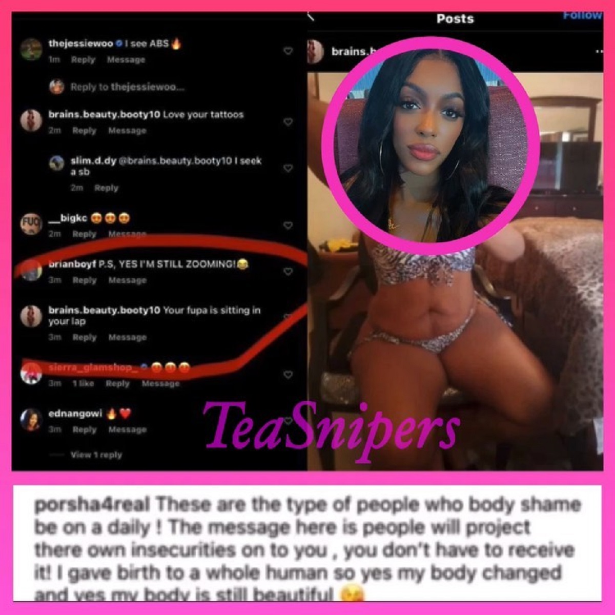 Porsha Williams exposes a fan who tried to body shame her