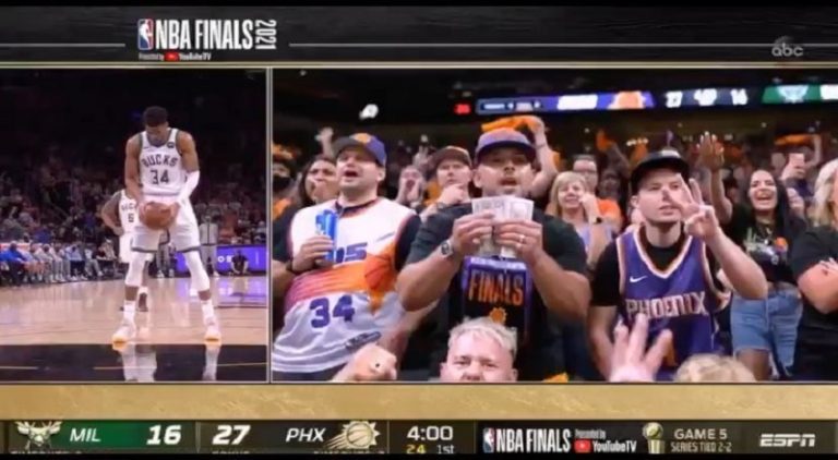 Suns fan trolls Giannis by counting 100 dollar bills when he's shooting free throws