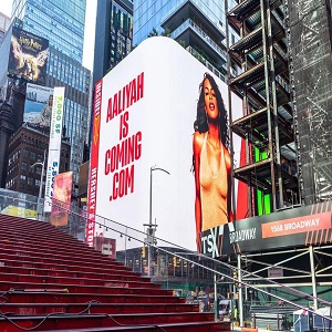 Aaliyah billboard launches in Times Square, weeks before her music hits Spotify
