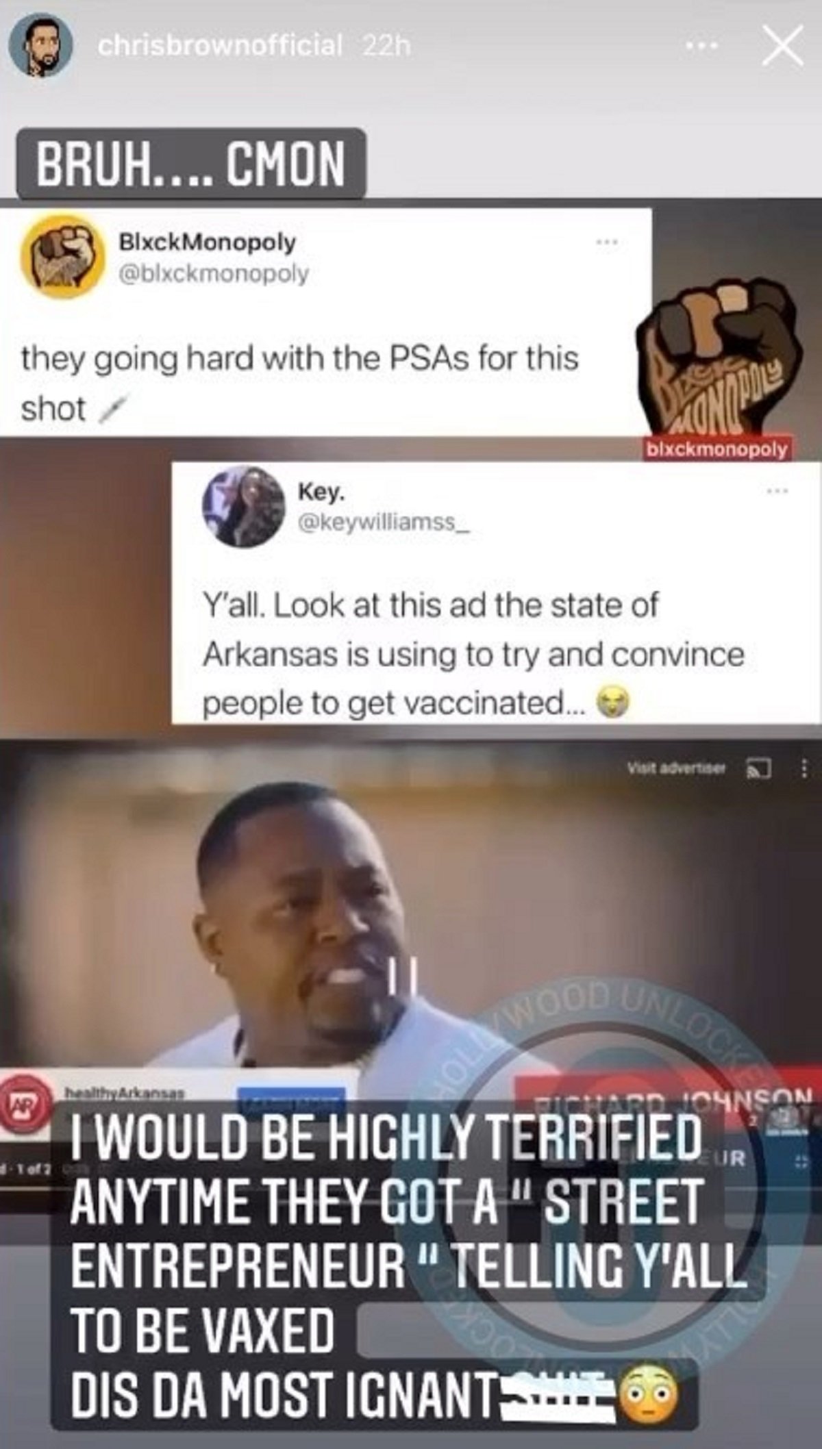 Chris Brown blasts Arkansas for using black man in vaccination ad