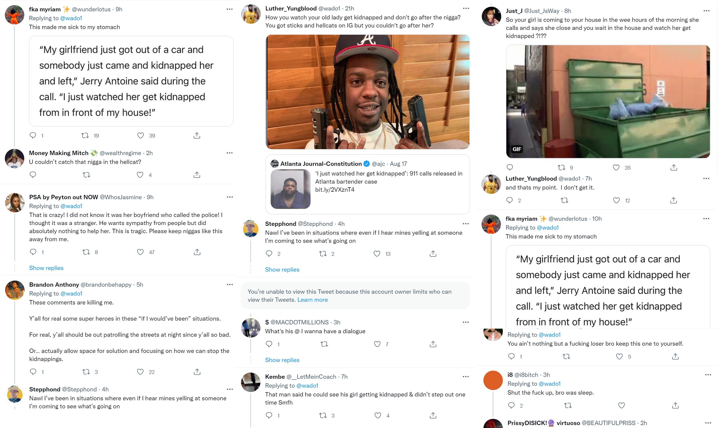 Germz criticized for watching girlfriend get kidnapped and killed