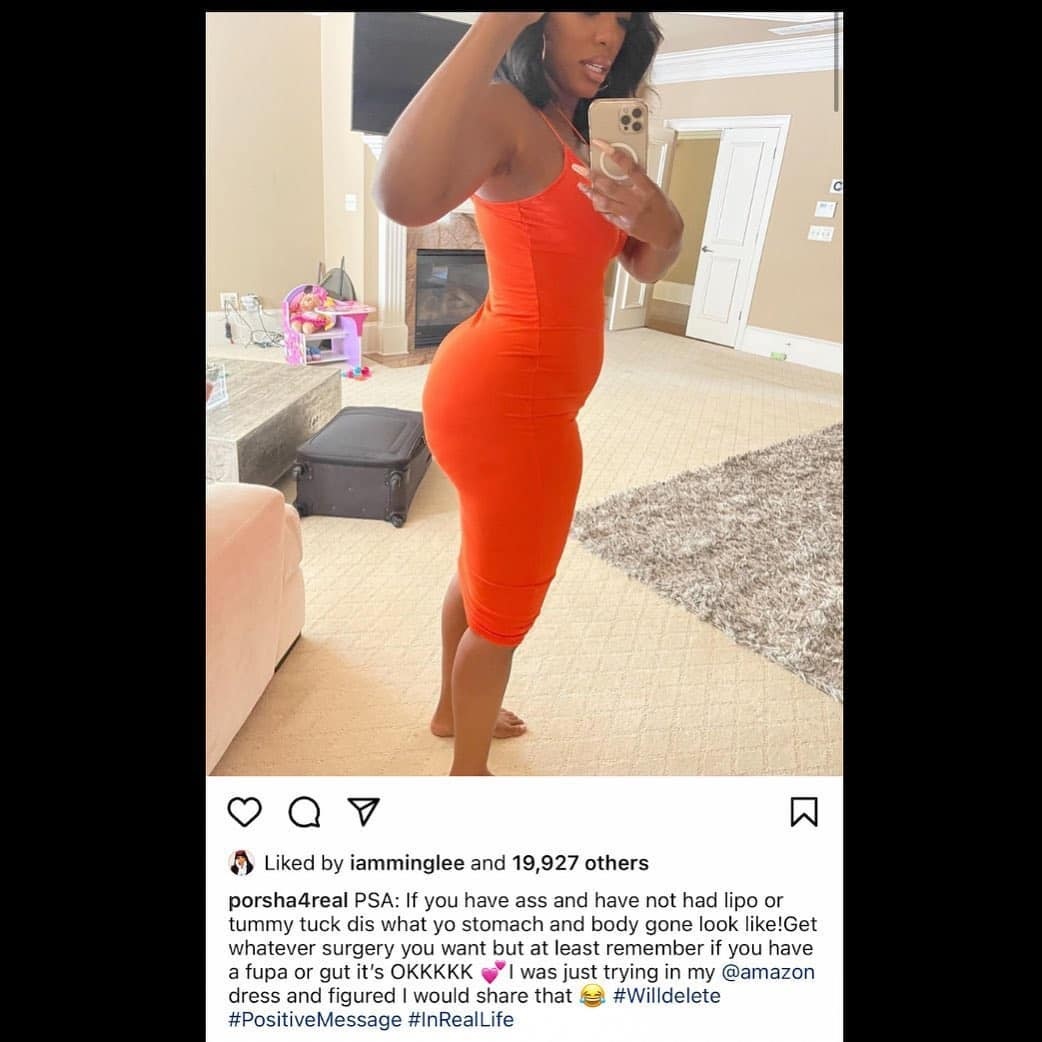 Porsha Williams explains that a woman with a natural thick body will have a bit of a fupa or gut