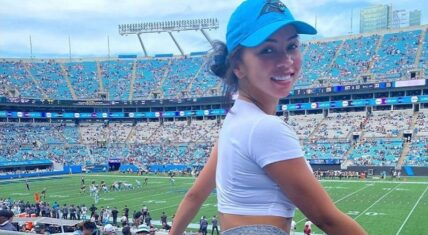 Brittany Renner shows up to Carolina Panthers game, wearing tight pants, and says hide your sons