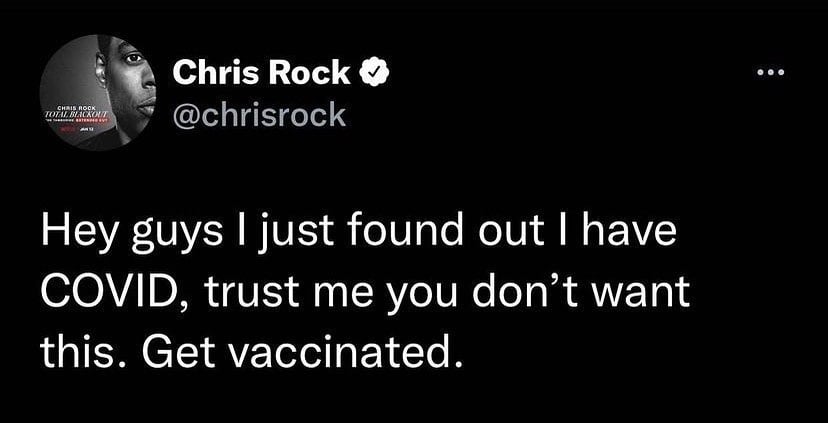 Chris Rock reveals he has COVID and urges people to get vaccinated