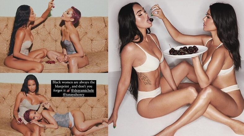 Draya accuses Kourtney Kardashian of stealing her cherry feeding concept for her SKIMS ad with Megan Fox
