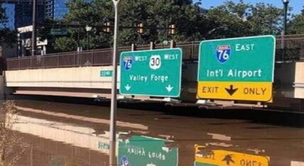 Interstate 76 in Philadelphia is completely flooded