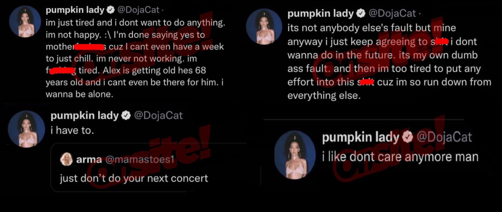 Doja Cat is unhappy and overworked, vents about doing stuff she doesn't want to do, on Twitter