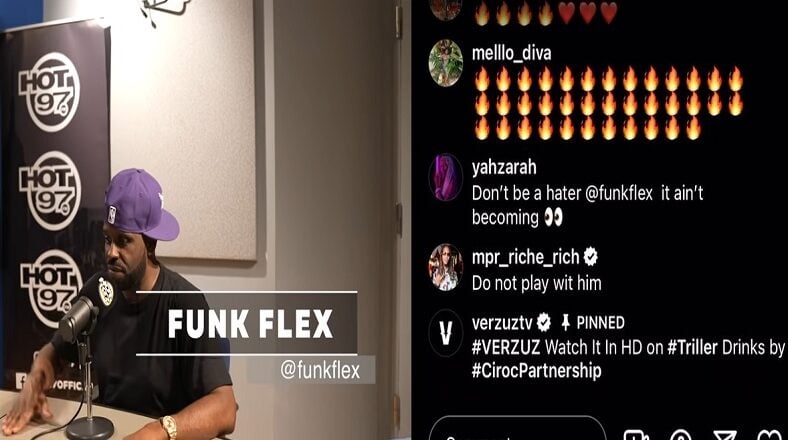 Funk Flex gets dragged by Twitter for being a hater, during Verzuz