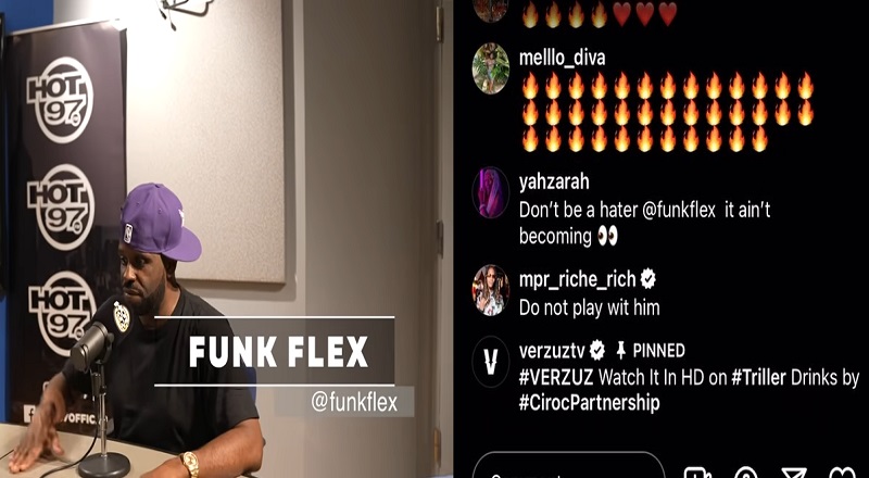 Funk Flex gets dragged by Twitter for being a hater, during Verzuz