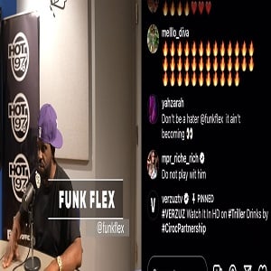 Funk Flex gets dragged by Twitter for being a hater, during Verzuz