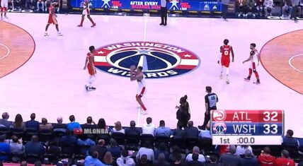 Kyle Kuzma hits half-court shot that doesn't count