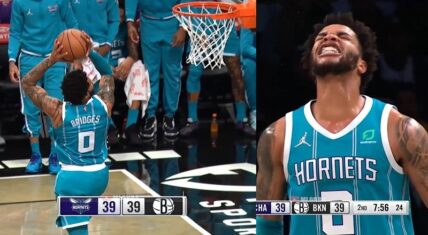 Miles Bridges 360 dunk Hornets at Nets