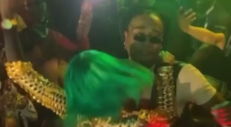Quavo goes viral after Spice's dancer jumped on him, at Cardi B's party
