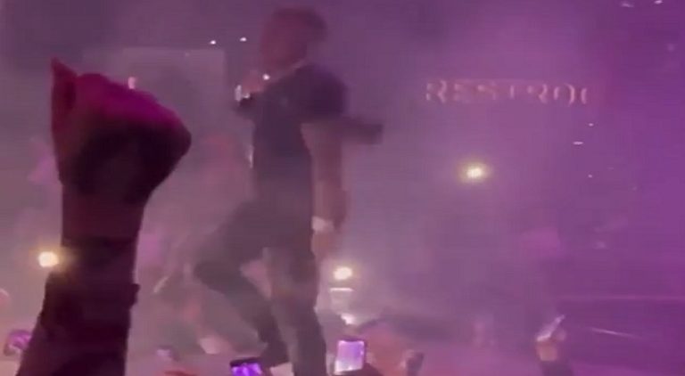 DaBaby fell off stage while performing in Las Vegas last night