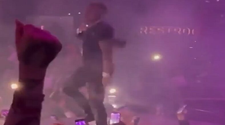 DaBaby fell off stage while performing in Las Vegas last night