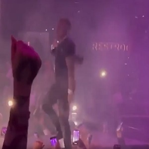 DaBaby fell off stage while performing in Las Vegas last night