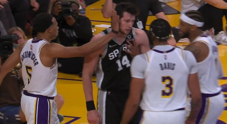 Fight almost breaks out between Lakers and Spurs