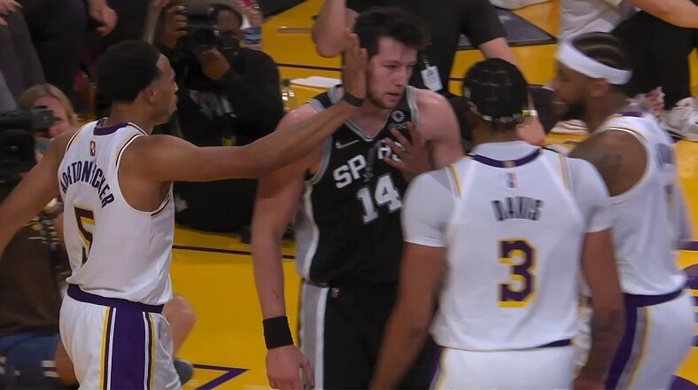 Fight almost breaks out between Lakers and Spurs