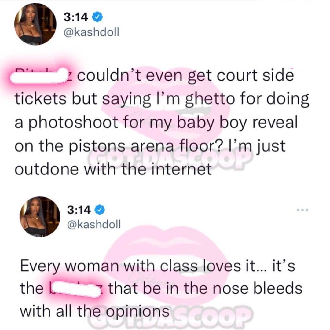 Kash Doll blasts people who call her ghetto for having gender reveal at Pistons game