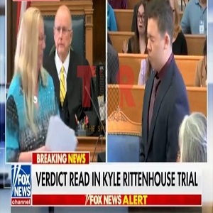 Kyle Rittenhouse reacts in relief to being found not guilty on all charges