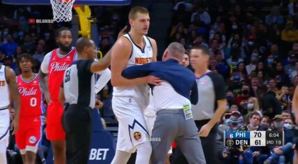 Nikola Jokic stops his coach from fighting the ref!