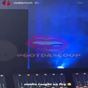 Roddy Ricch shares video of his studio catching on fire
