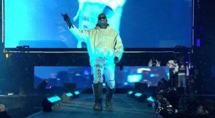 Kanye West performs at Rolling Loud LA 2021