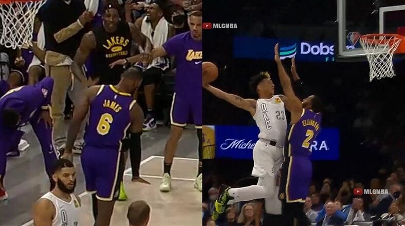 LeBron James dunks on Tre Mann, who dunks on Wayne Ellington