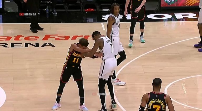 Trae Young and Kevin Durant fight