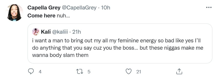 Capella Grey shoots his shot with Kali