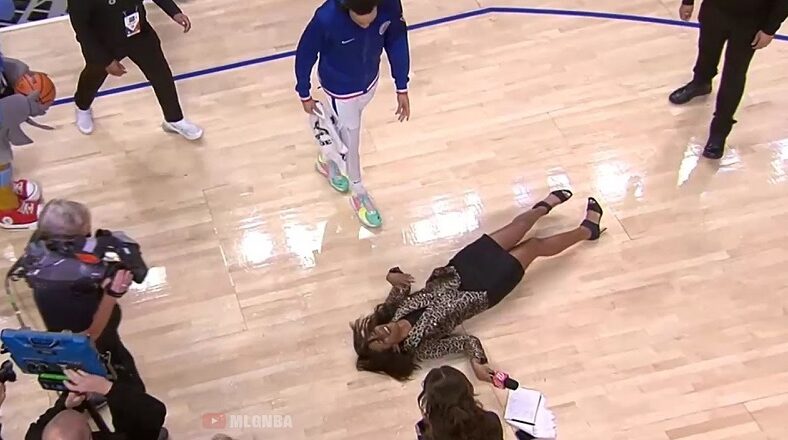Clippers' reporter slips and falls after postgame interview