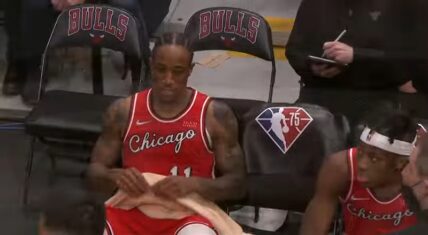 DeMar DeRozan rips towel after James Harden hits 3-pointer in his face