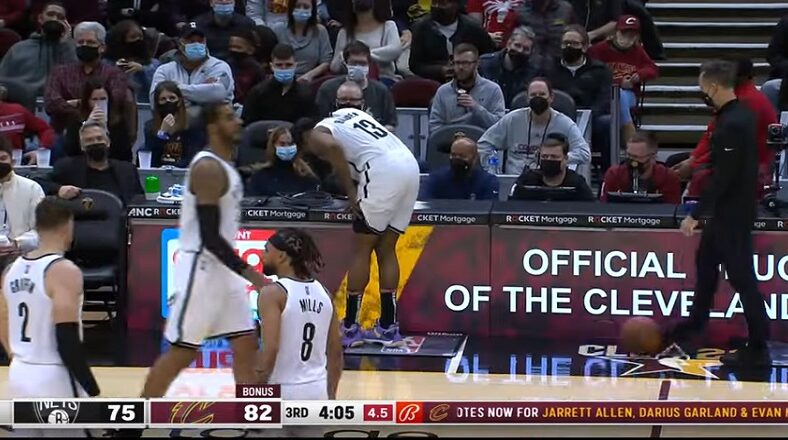 James Harden goes down with injury vs Cavs