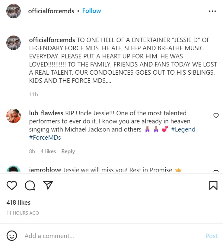 Jessie Daniels from Force MDs has died