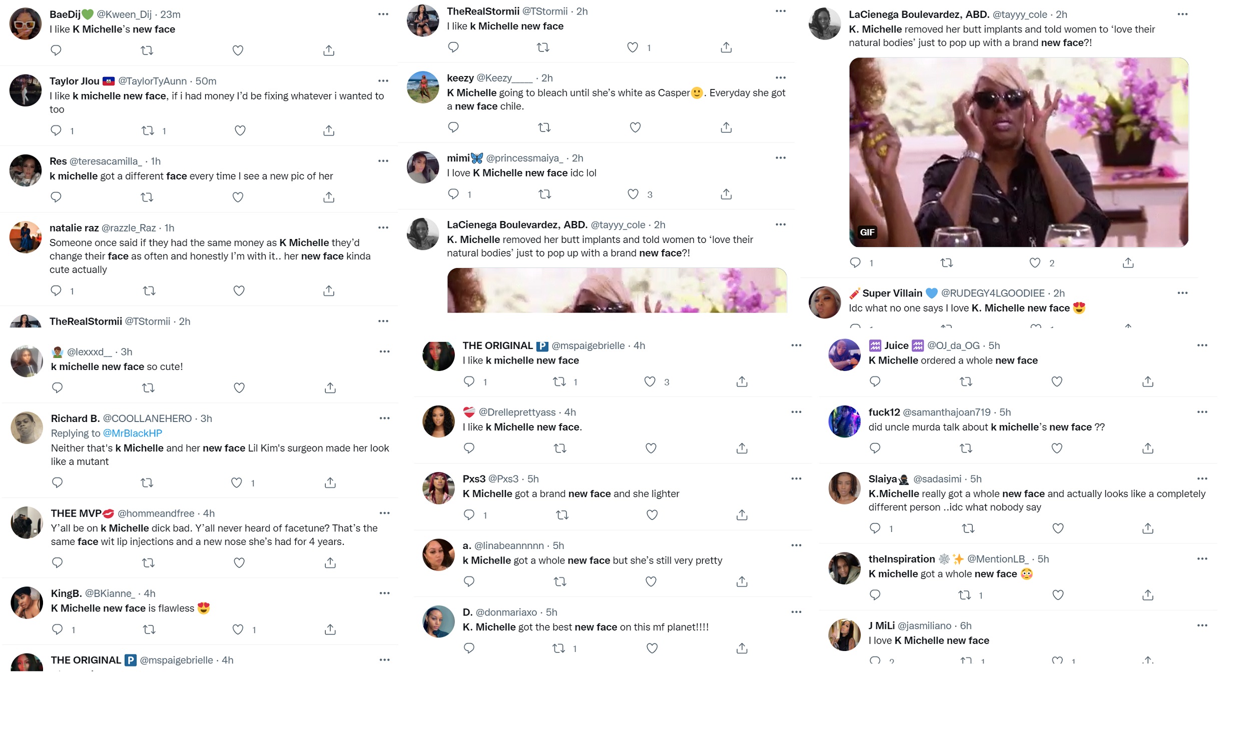 K. Michelle dominates Twitter with her new face
