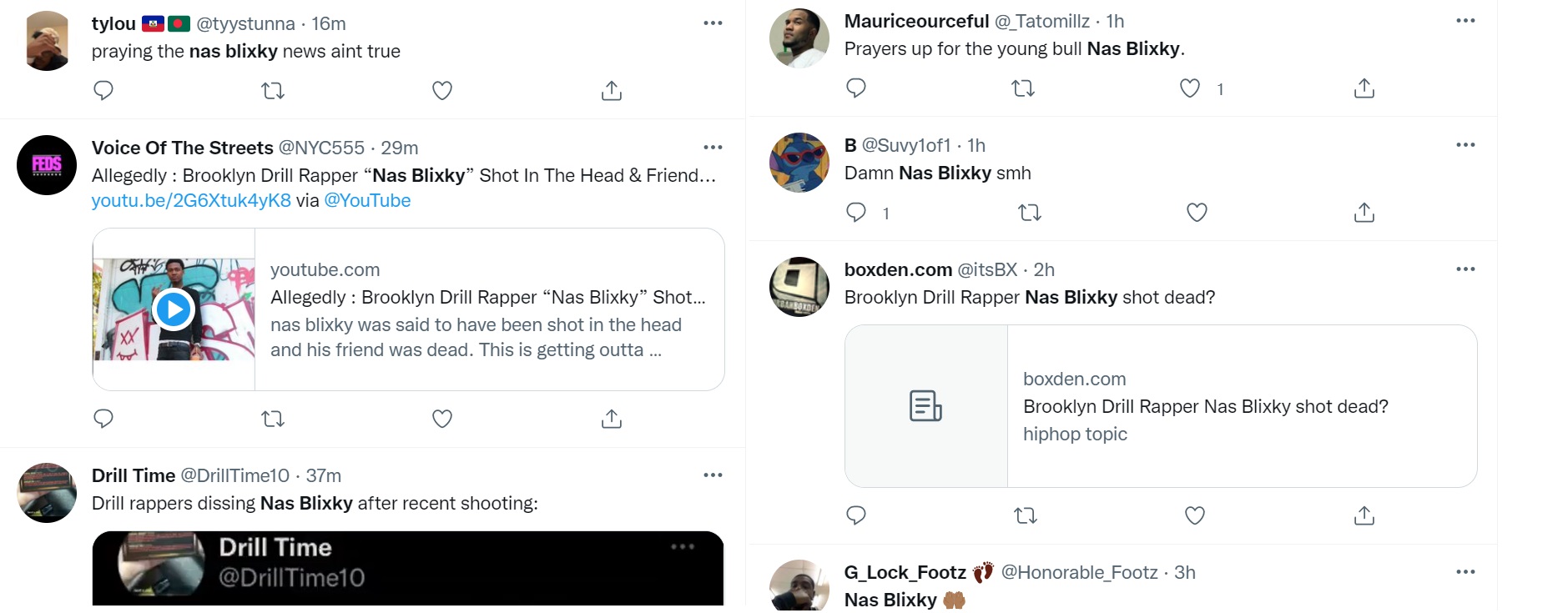 Nas Blixky reportedly shot in the head and in critical condition