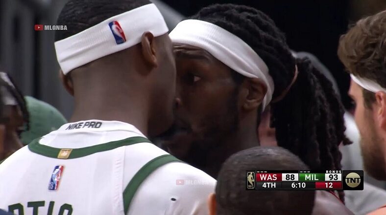 Bobby Portis gets in Montrez Harrell's face for taking Giannis down